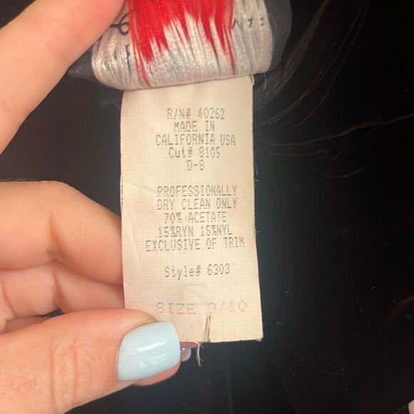 ✨80s Climax Karen Okada Velvet Sheer Puff Sleeve Party Sz 9/10 Dress✨ - Picture 12 of 12